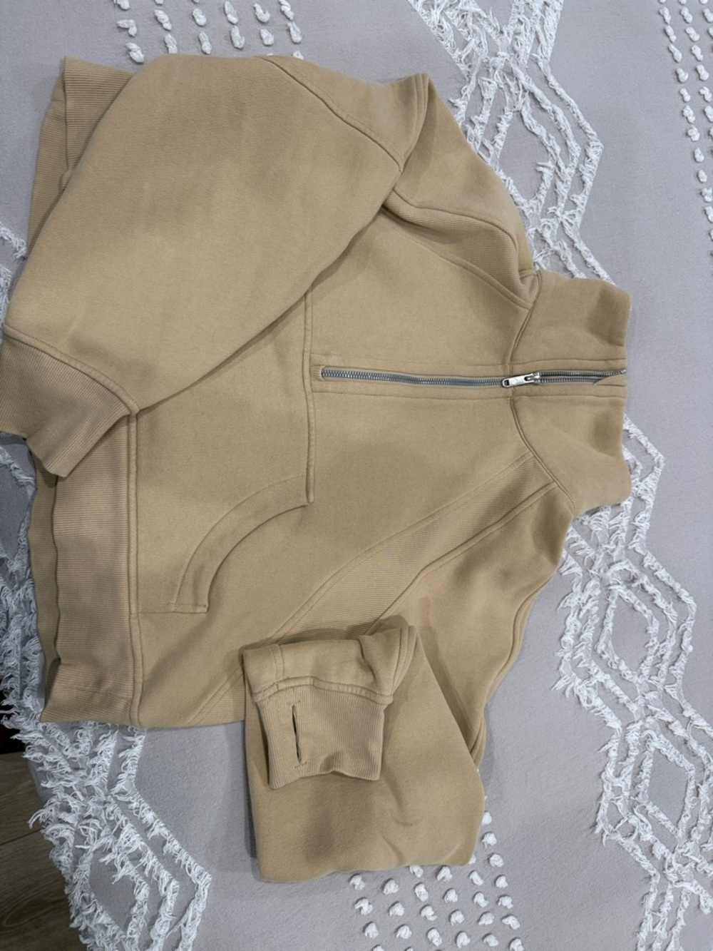 Bundle of 2 quarter zip lululemon tan and cream scuba jackets *PERFECT*